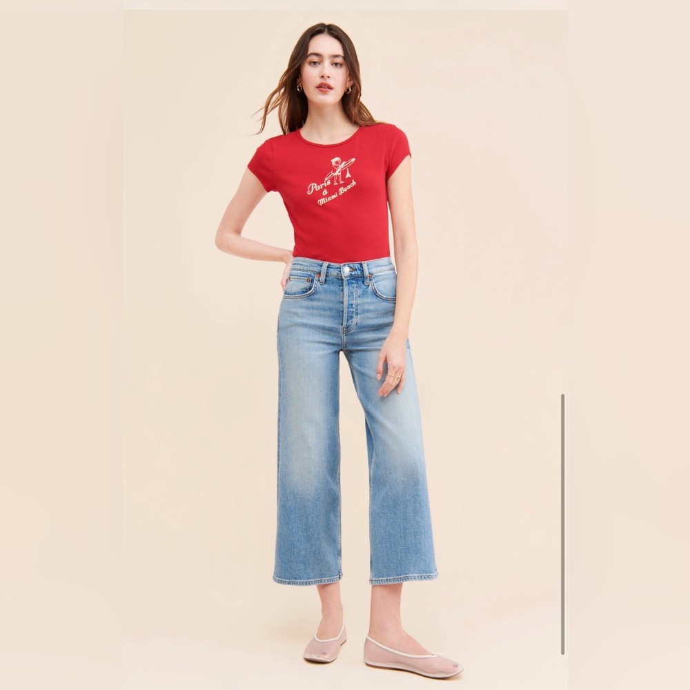 Re/Done Light High Rise Wide Leg Crop
Jeans, Size 29 NWOT